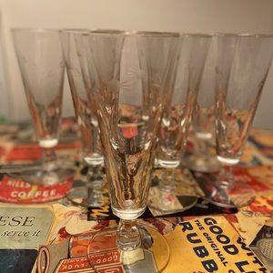 Mid century footer Pilsner glasses - set of 6